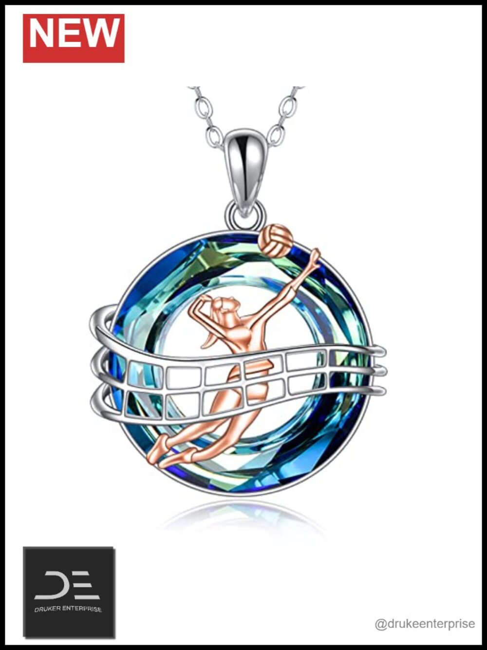 Sterling Silver Volleyball Pendant Necklace Inspirational Jewelry Gift